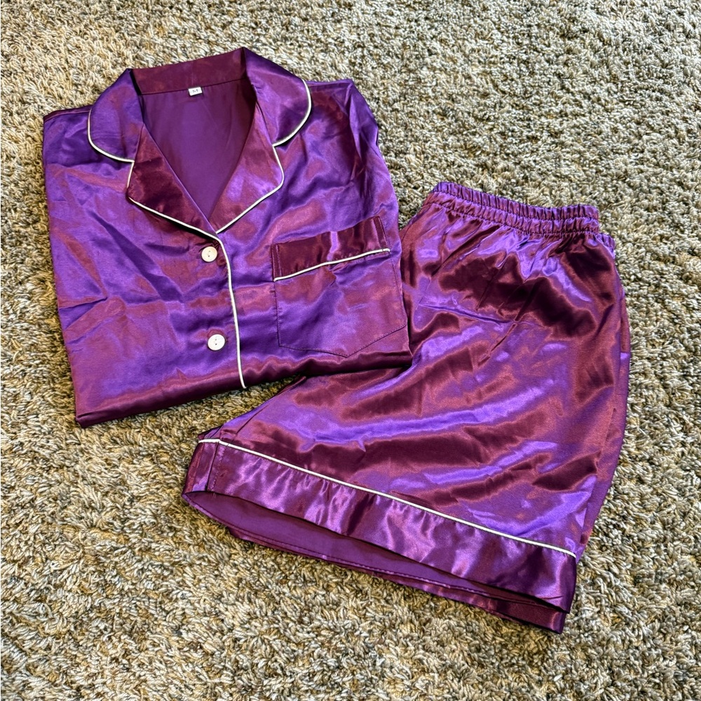 Purple Satin Pajama Set